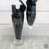 Engraved Tall Beer Glass and Champagne Glassware Set