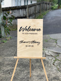 Budget Friendly Engraved Wooden Wedding Signage - Natural Pine
